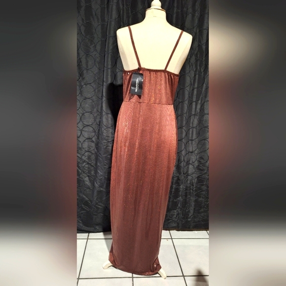 NWT Pretty little things Chocolate spaghetti strap evening dress - Picture 4 of 10